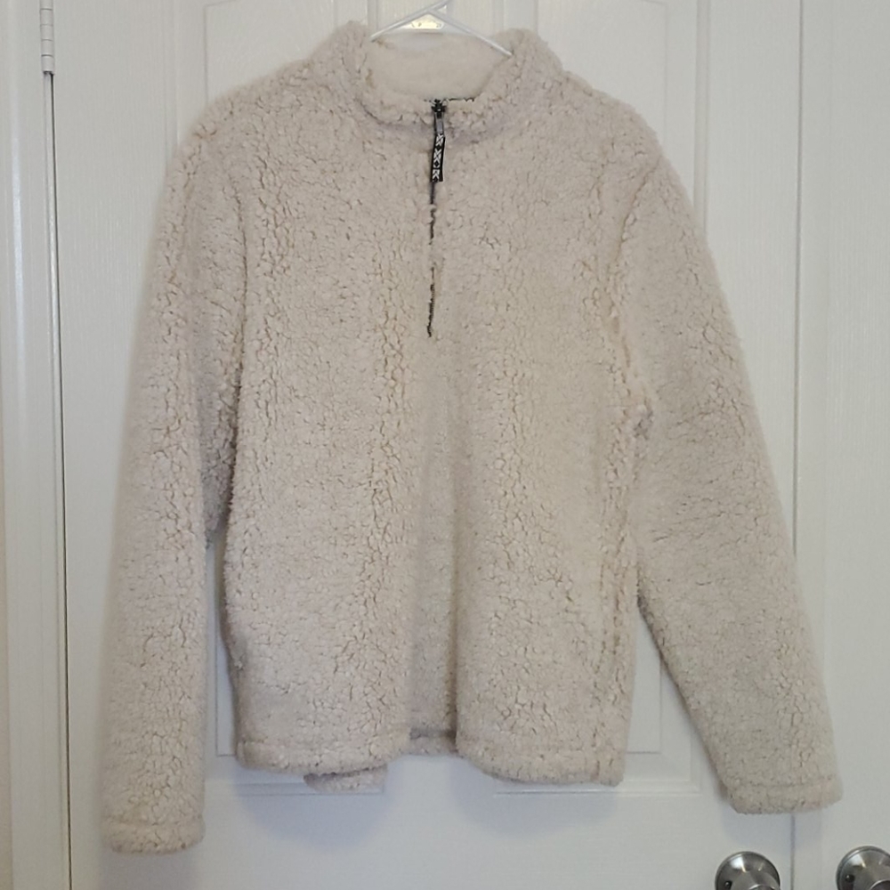 Cream and white sherpa quarter zip